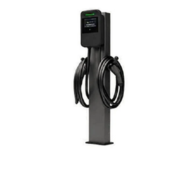 Single pedestal for 1 dual-plug charger, with 2 cable holsters