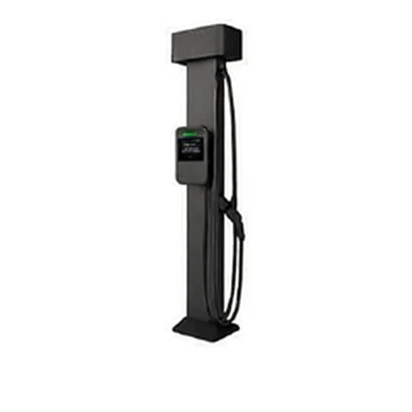 Single pedestal for 1 single-plug charger, with 1 holster and 1 cable management system