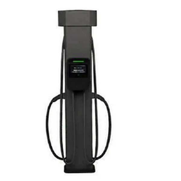 Triangular pedestal for 1 dual-plug charger, with 2 holsters and 2 cable management systems